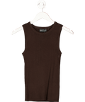 Lefties Brown Sleeveless Ribbed Top UK S - Reliked