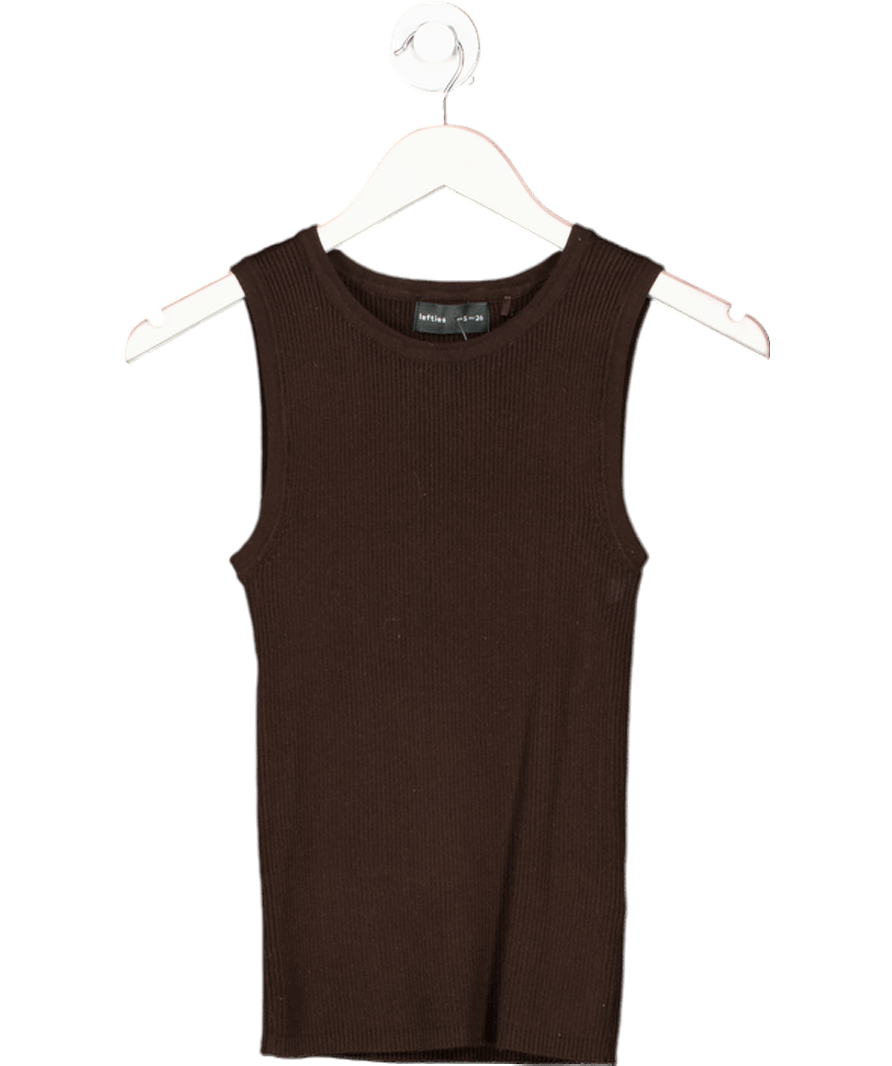 Lefties Brown Sleeveless Ribbed Top UK S - Reliked