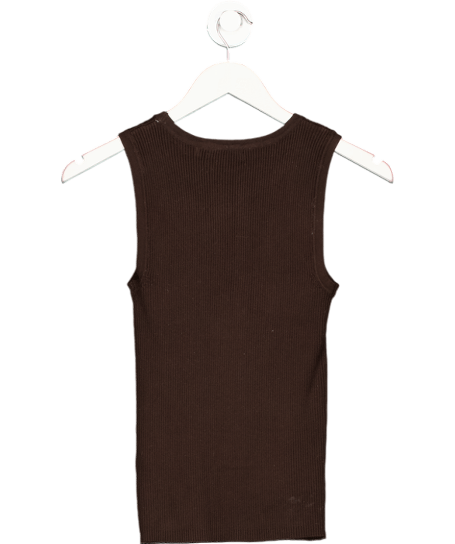 Lefties Brown Sleeveless Ribbed Top UK S - Reliked