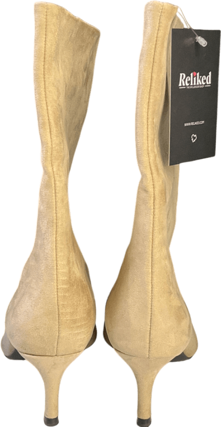 lefties Nude Faux Suede Heeled Boots UK 5 EU 38 👠 - Reliked