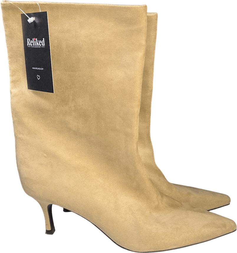 lefties Nude Faux Suede Heeled Boots UK 5 EU 38 👠 - Reliked