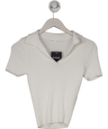 Lefties White Collard Ribbed Top UK S - Reliked