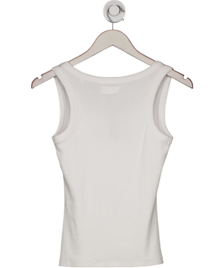 lefties White Ribbed Tank Top UK M - Reliked