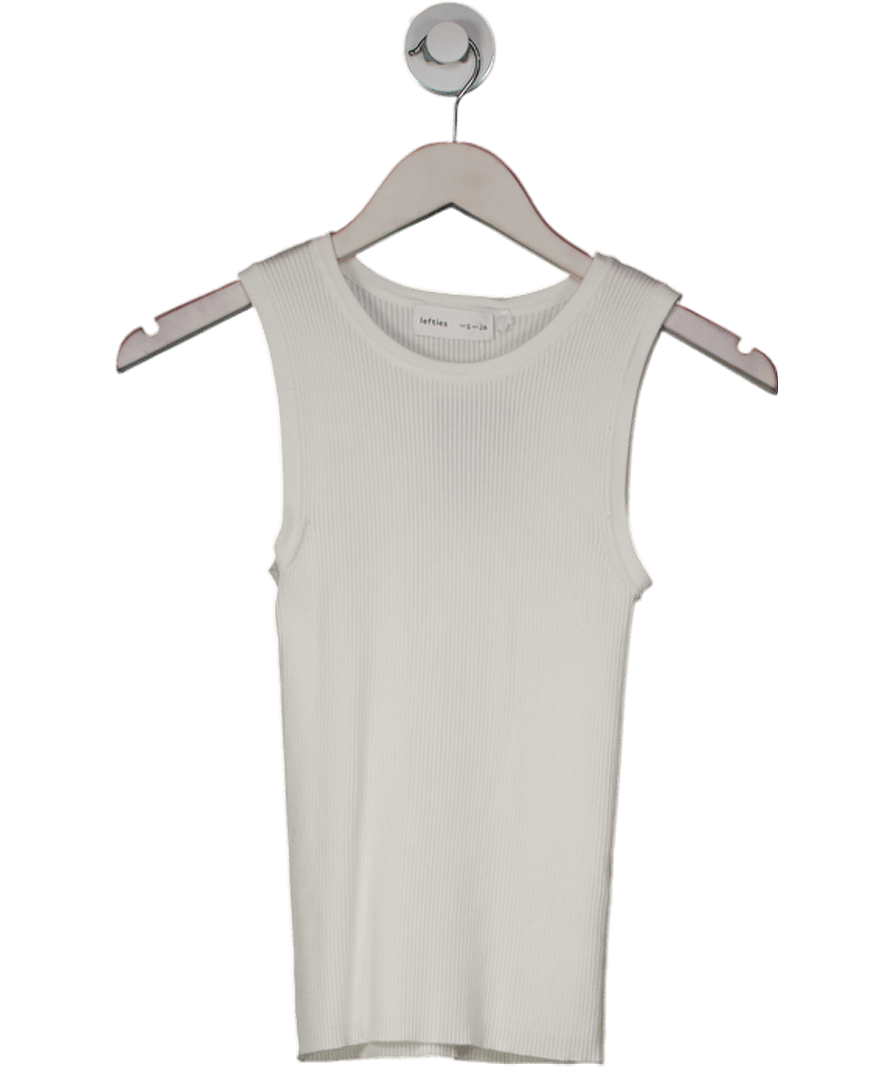 Lefties White Ribbed Tank Top UK S - Reliked