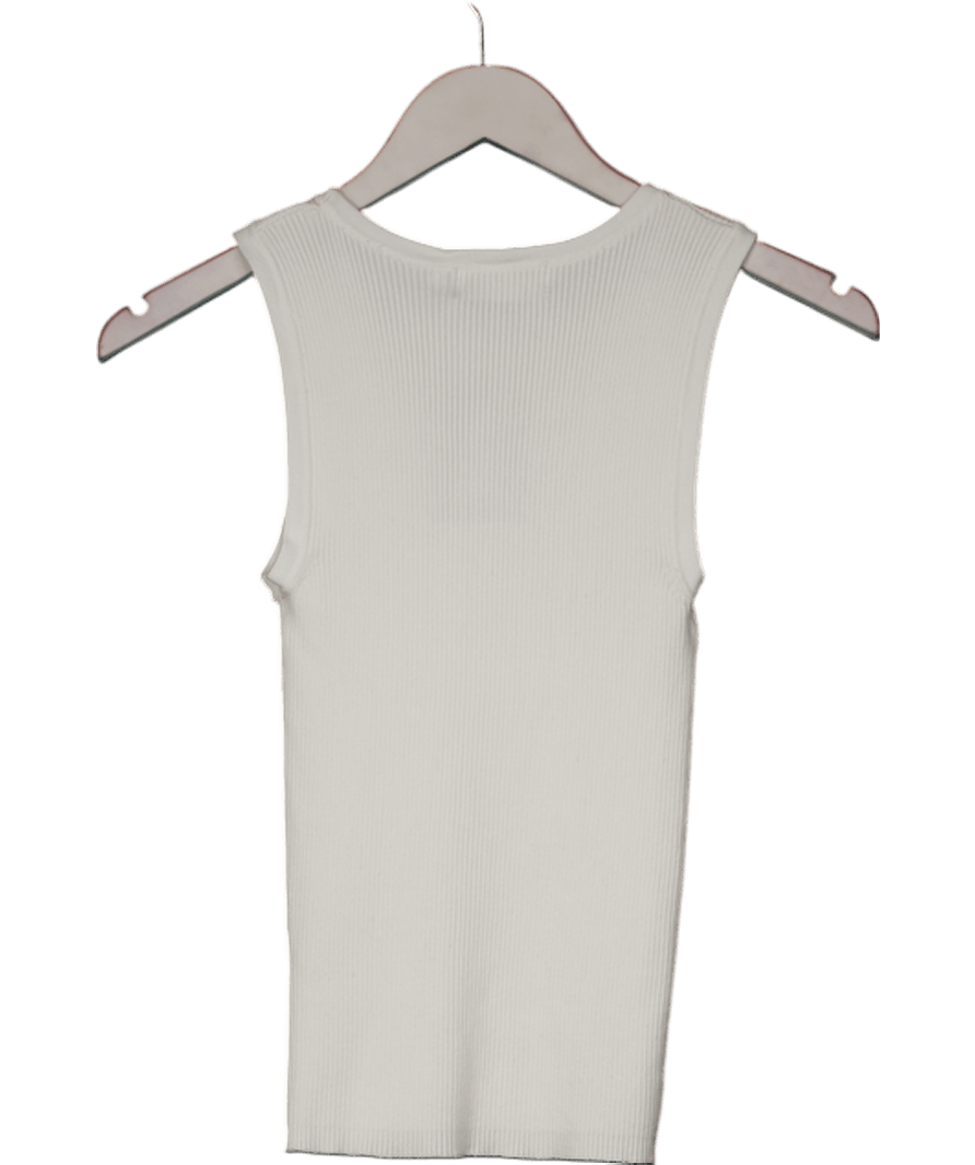 Lefties White Ribbed Tank Top UK S - Reliked