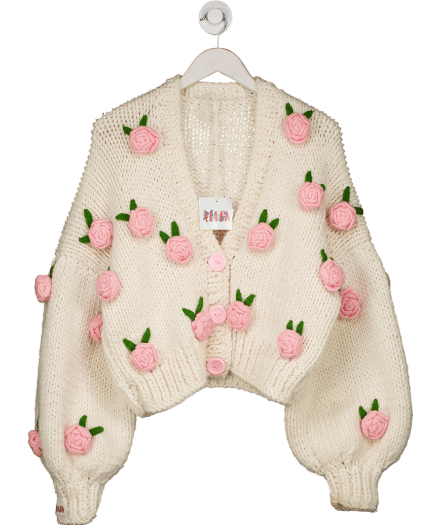 LEILA Cream / Pink Roses Cardigan One Size - Reliked