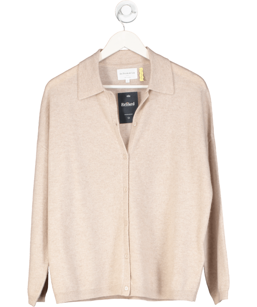Les Tricots de Léa Beige 100% Cashmere Oversize Cardigan With Collar UK XS/S - Reliked
