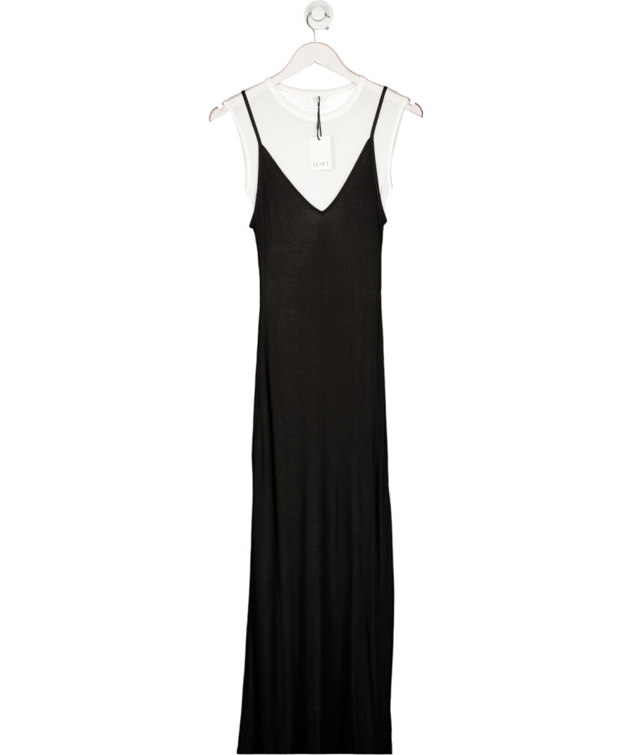 Leset Black & White Rozzi V Neck Muscle Maxi Dress UK S - Reliked