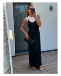 Leset Black & White Rozzi V Neck Muscle Maxi Dress UK S - Reliked