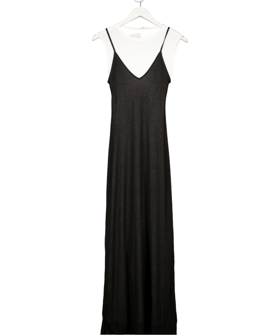 Leset Black & White Rozzi V Neck Muscle Maxi Dress UK XS - Reliked