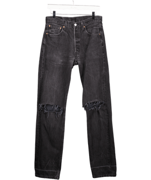 LEVI'S 501 Black Ripped Knee L34 W31