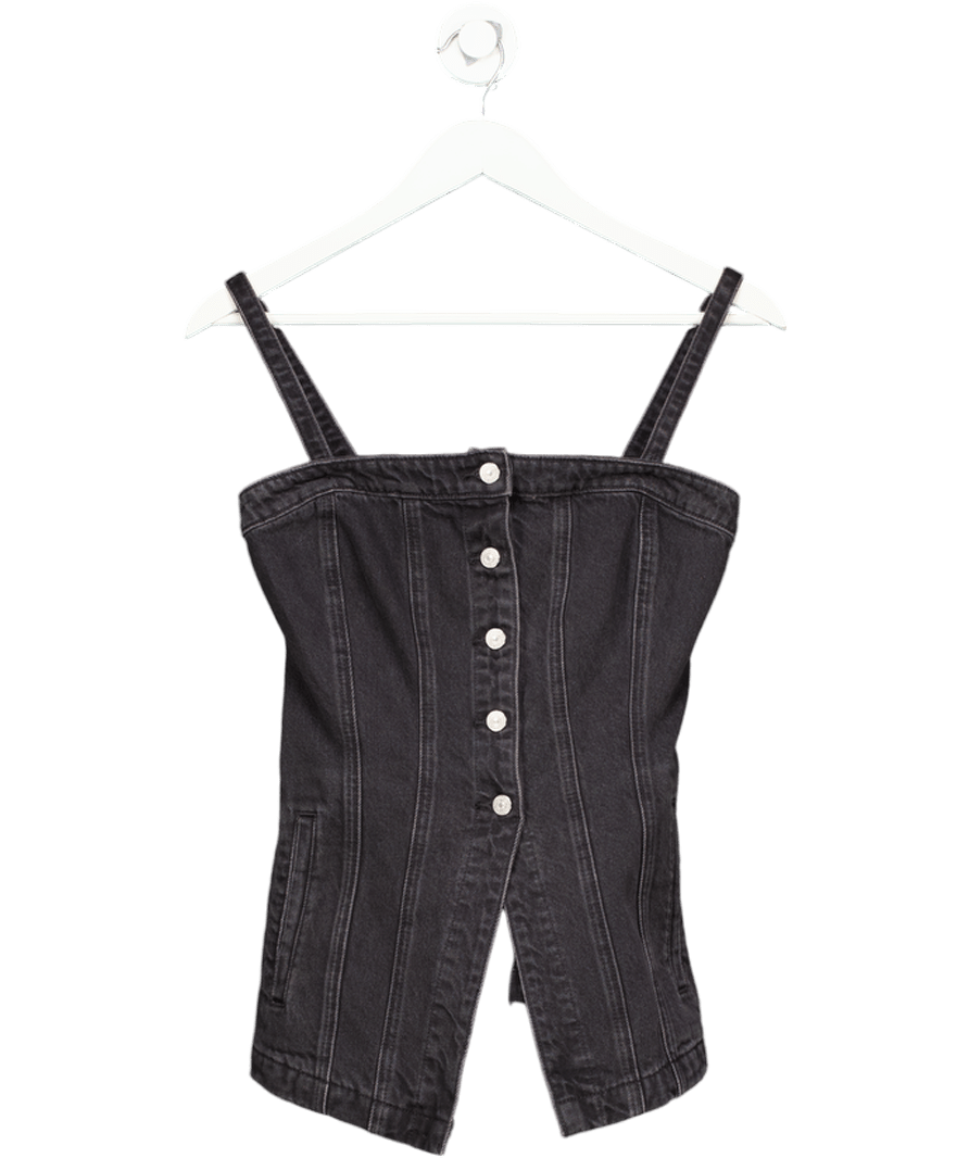 LEVI'S Black Wash Denim Tailored Bustier Top UK S - Reliked