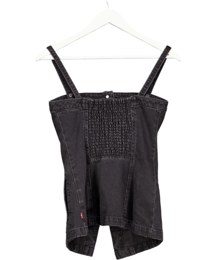 LEVI'S Black Wash Denim Tailored Bustier Top UK S - Reliked