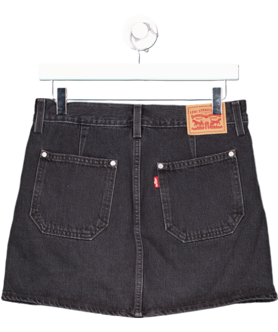 LEVI'S Black Wash Zip Front Icon Mini Skirt W26 - Reliked