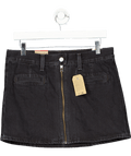 LEVI'S Black Wash Zip Front Icon Mini Skirt W28 - Reliked