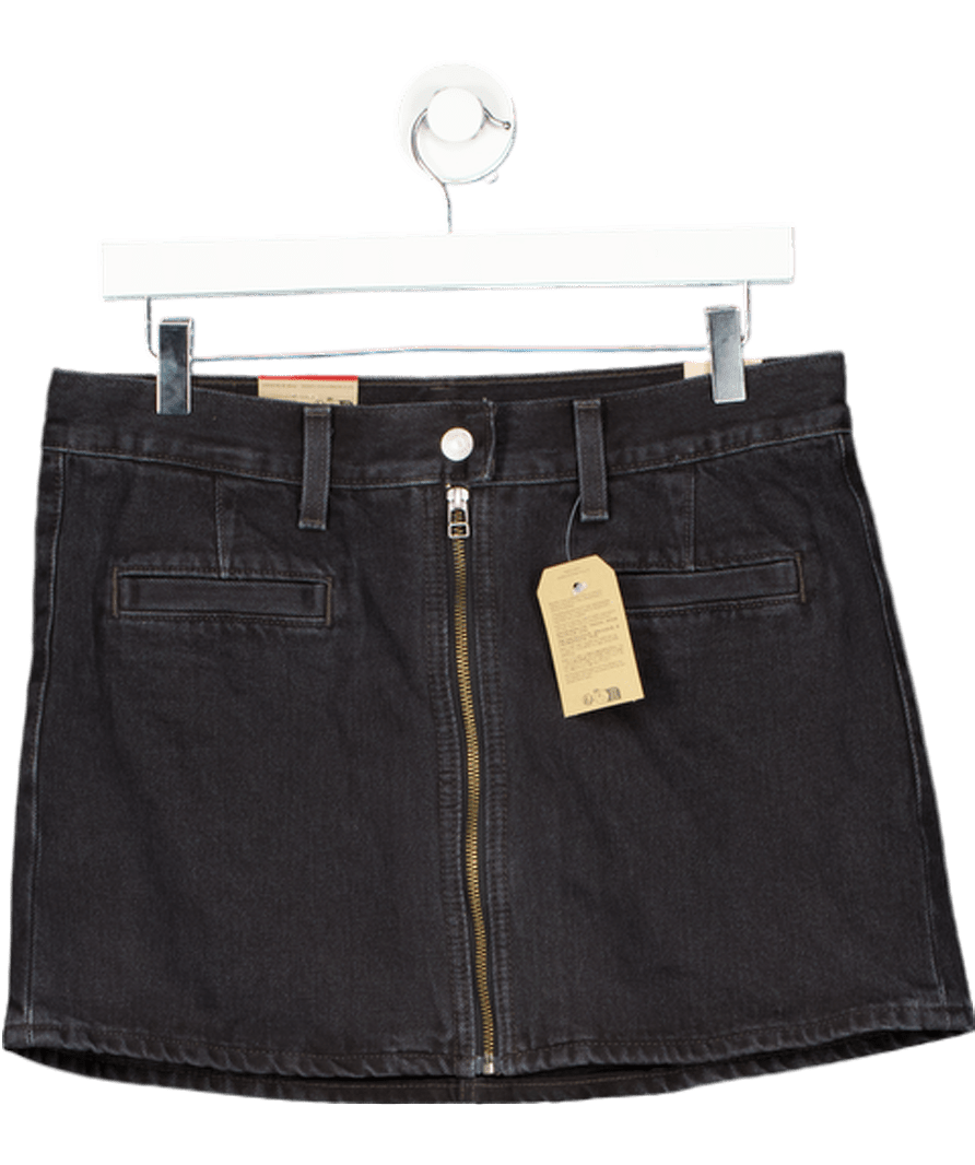 LEVI'S Black Wash Zip Front Icon Mini Skirt W28 - Reliked