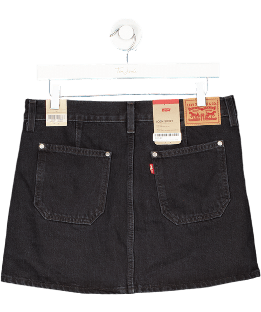 LEVI'S Black Wash Zip Front Icon Mini Skirt W28 - Reliked