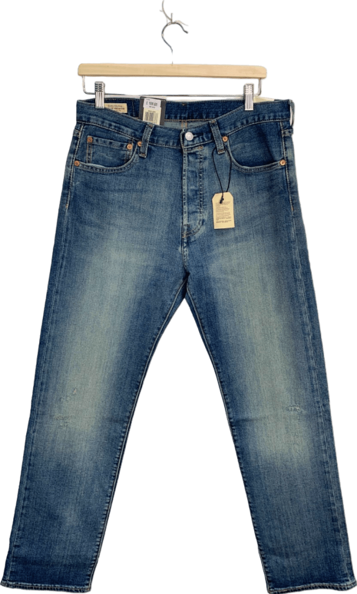 Levi's Blue 501 Distressed Original Fit Stretch Jeans W 32 L 32 - Reliked