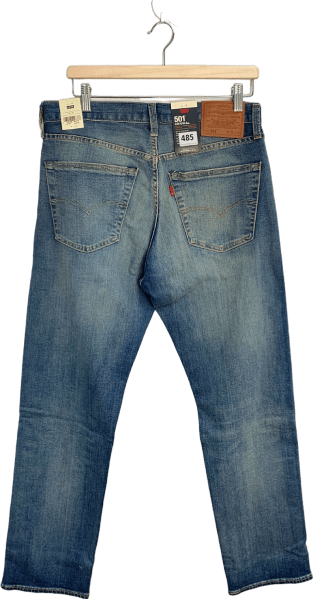 Levi's Blue 501 Distressed Original Fit Stretch Jeans W 32 L 32 - Reliked