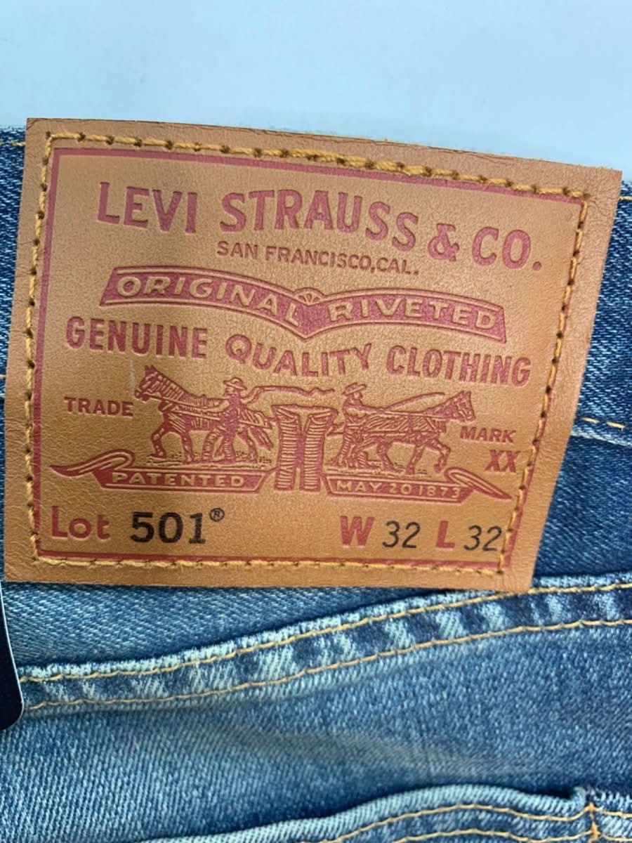 Levi's Blue 501 Distressed Original Fit Stretch Jeans W 32 L 32 - Reliked