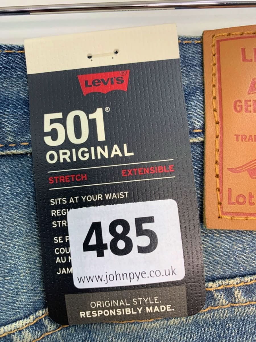 Levi's Blue 501 Distressed Original Fit Stretch Jeans W 32 L 32 - Reliked