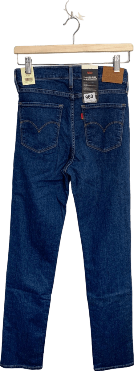 Levi's Blue 724 High - Rise Slim Straight Jeans W27 - Reliked