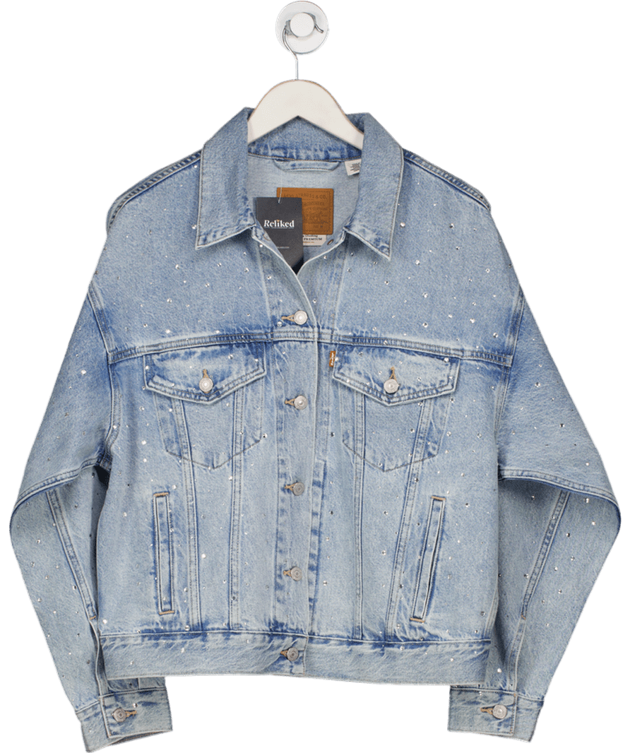 LEVI'S Blue 90's Crystal - embellished Jacket UK M - Reliked