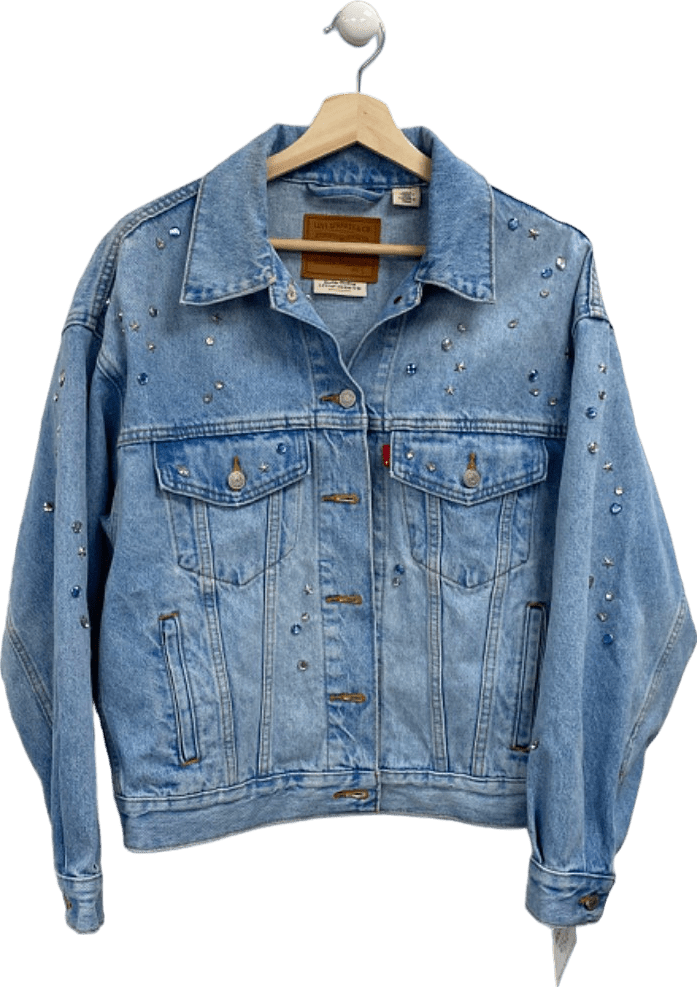 Levi’s Blue Denim Jacket with Embellishments Size UK S - Reliked