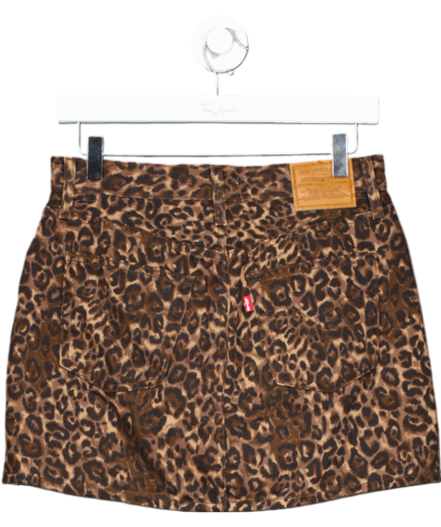 LEVI"S Brown Icon Denim Mini Skirt In Leopard Print W26 - Reliked