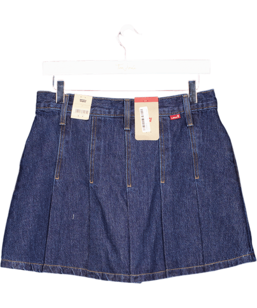 LEVI'S Dark Blue Denim Pleated Mini Skirt W27 - Reliked
