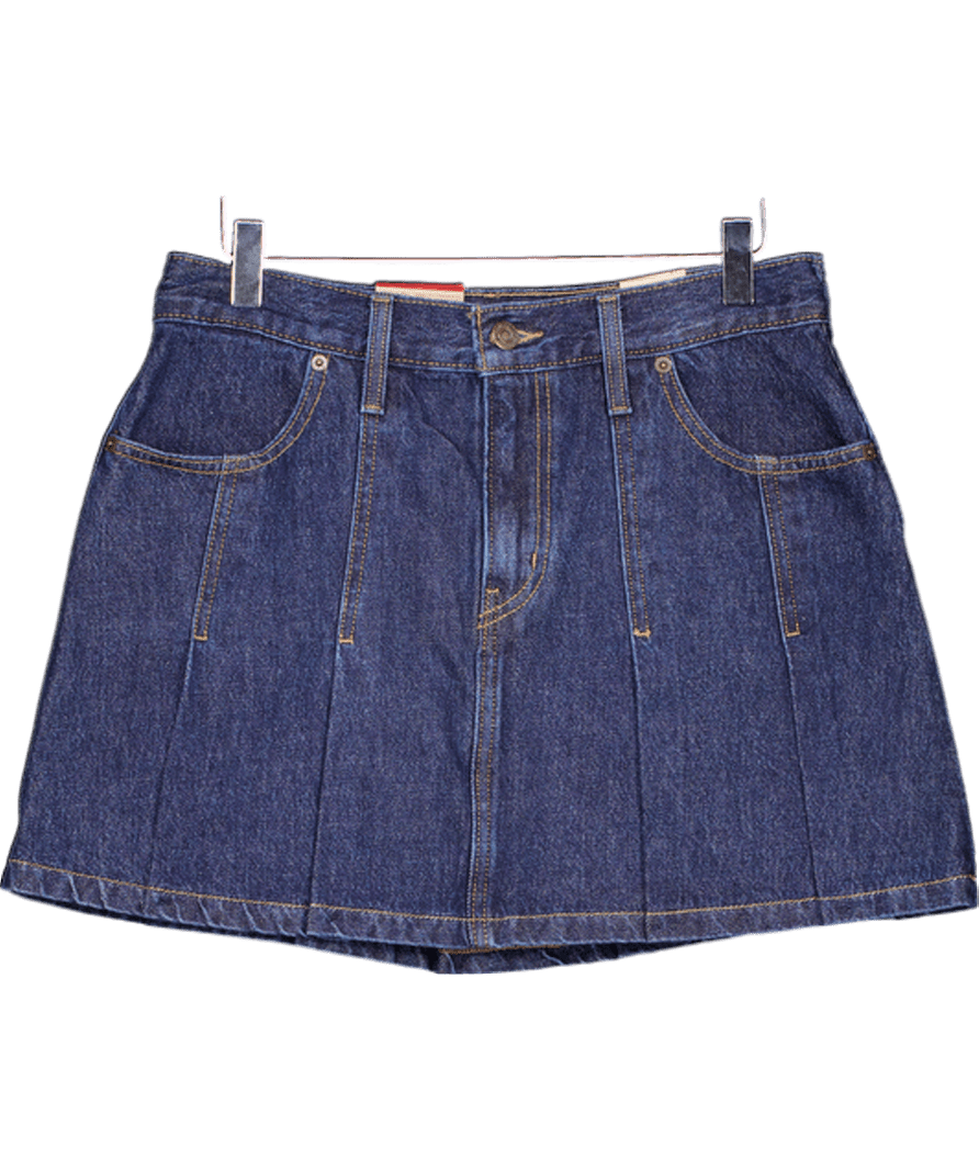 LEVI'S Dark Blue Denim Pleated Mini Skirt W27 - Reliked