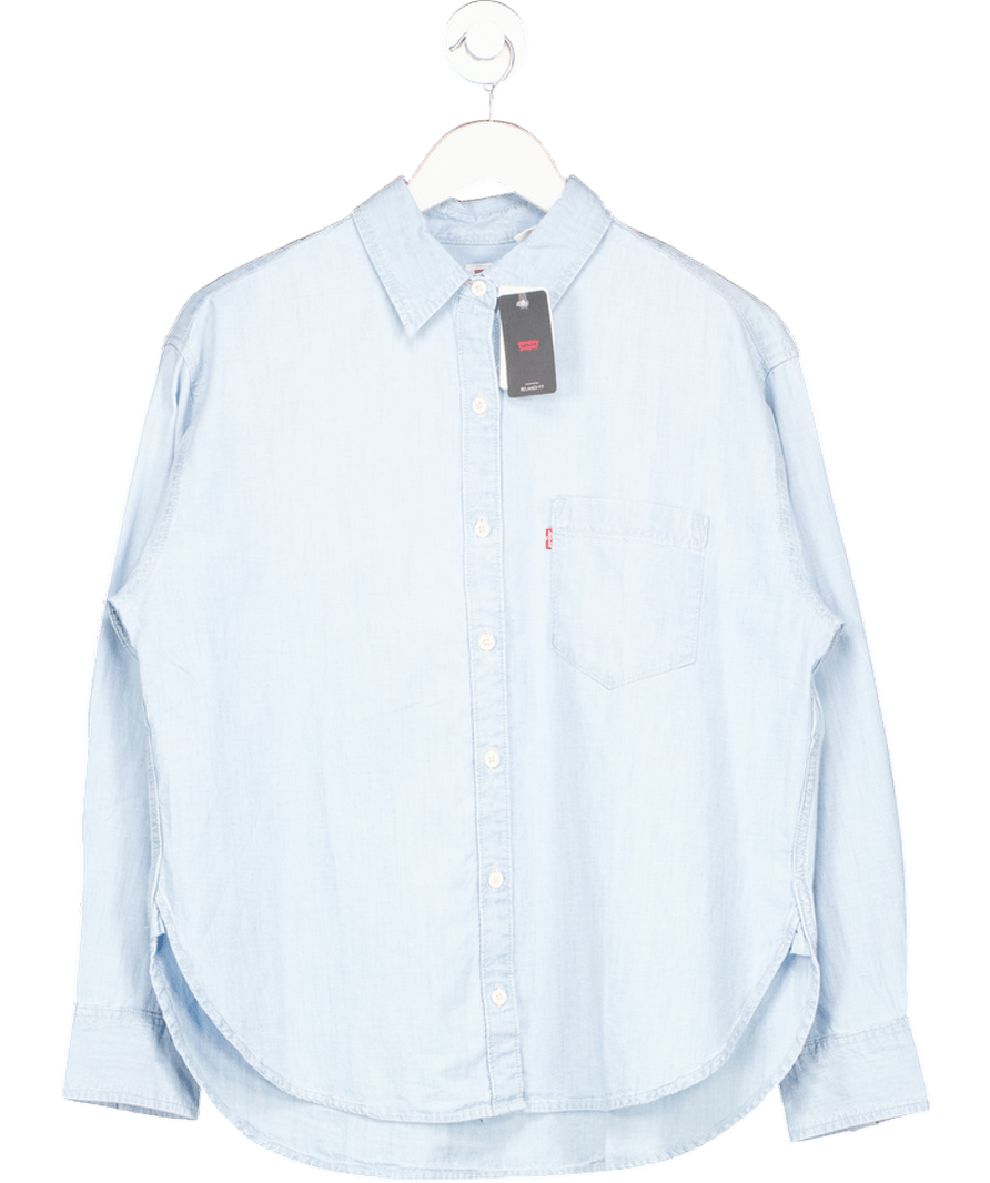 LEVI'S Light Blue Denim Boyfriend Shirt UK M - Reliked