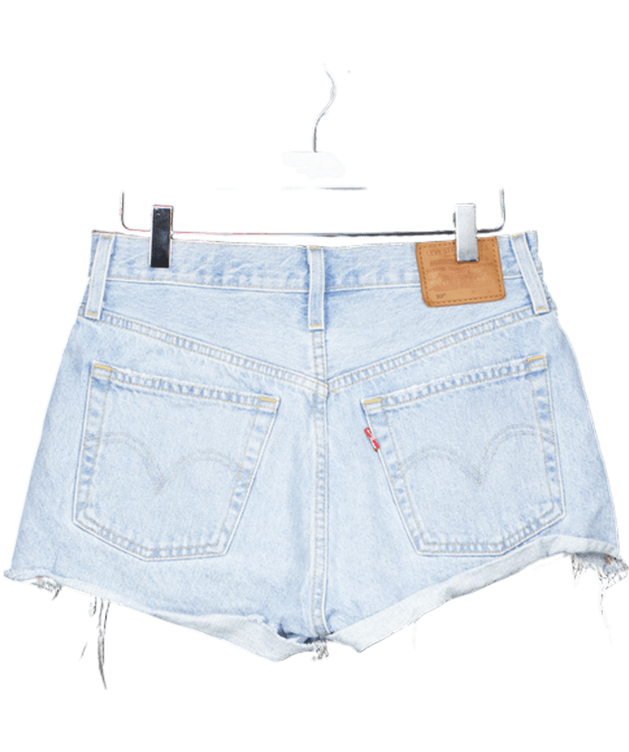 LEVI'S Light Blue Distressed 501 Denim Shorts W27 - Reliked