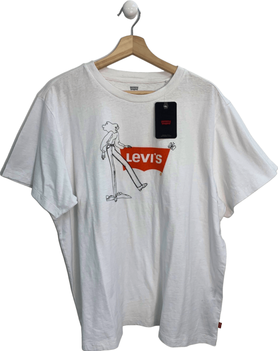 Levi's White Graphic T-Shirt with Cartoon Print XL - Reliked