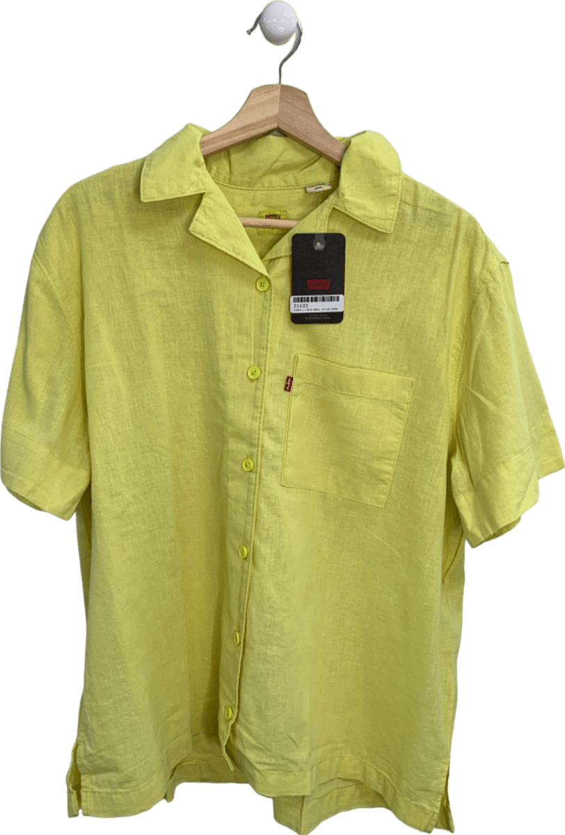 Levi's Yellow Linen Blend Short - Sleeve Shirt S - Reliked