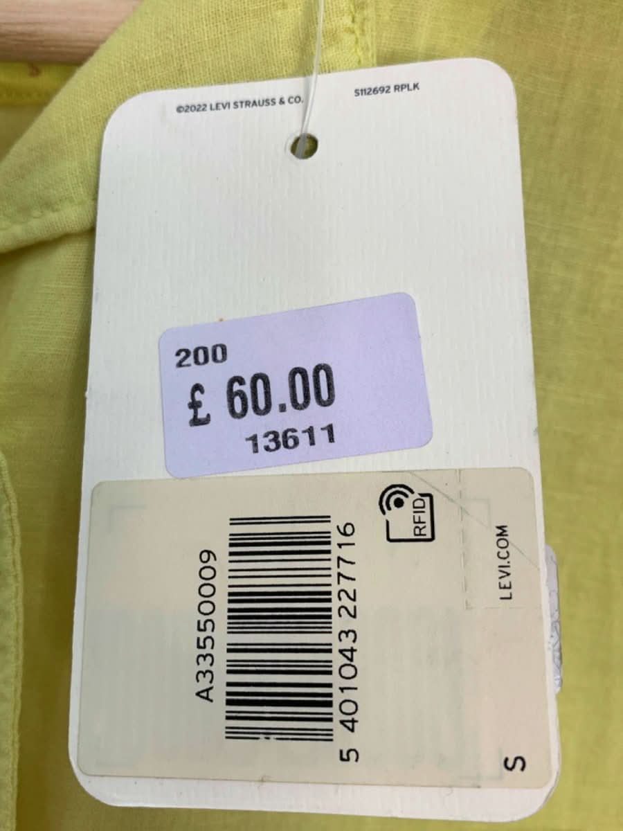 Levi's Yellow Linen Blend Short - Sleeve Shirt S - Reliked