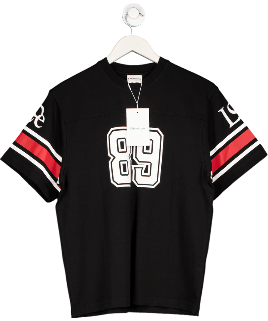 LIFE OF EASE Black Heavyweight Organic Cotton Loe 89 Tee UK S - Reliked