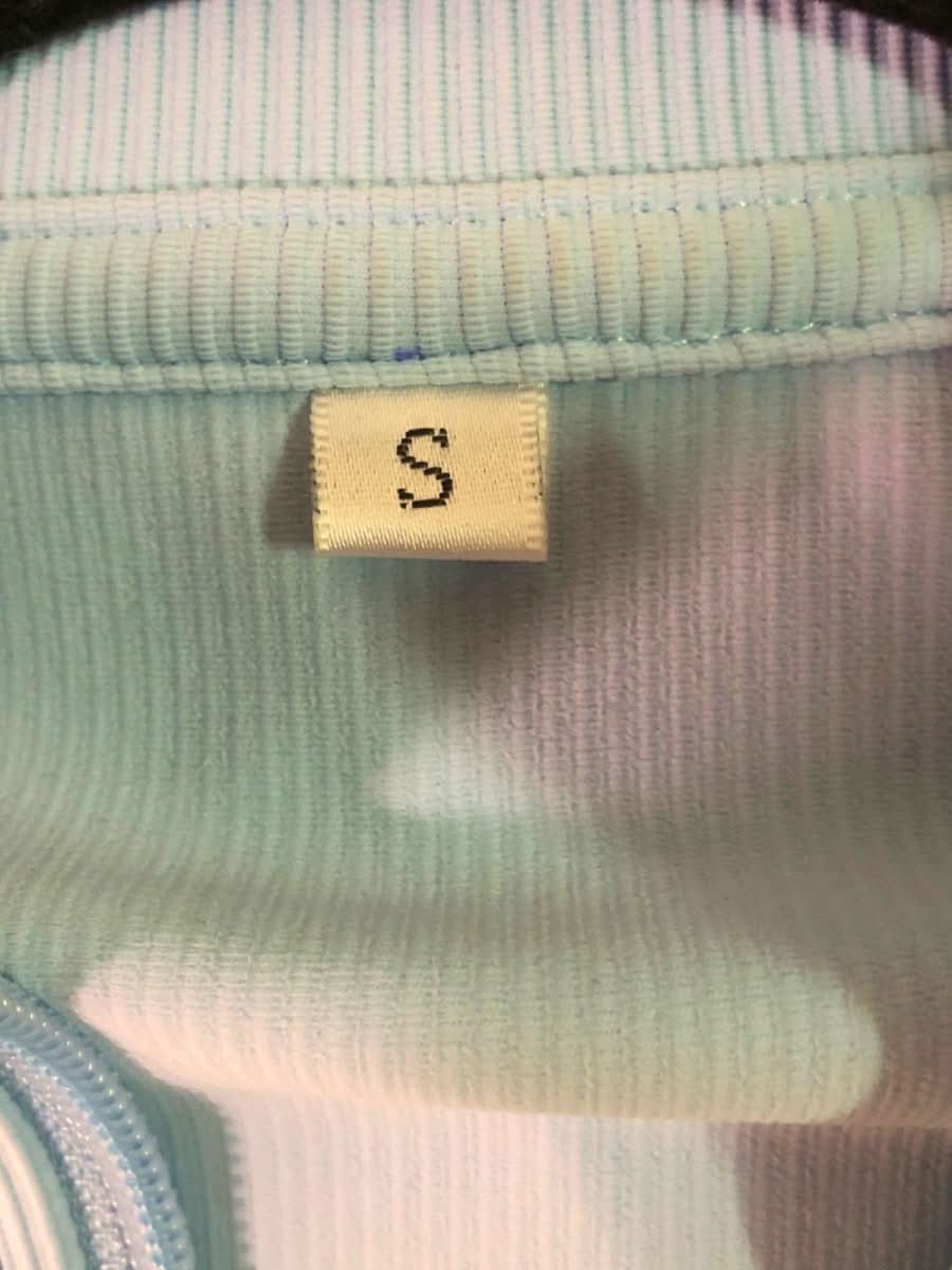 Light Blue Ribbed Cropped Zip - Up Jacket UK S - Reliked