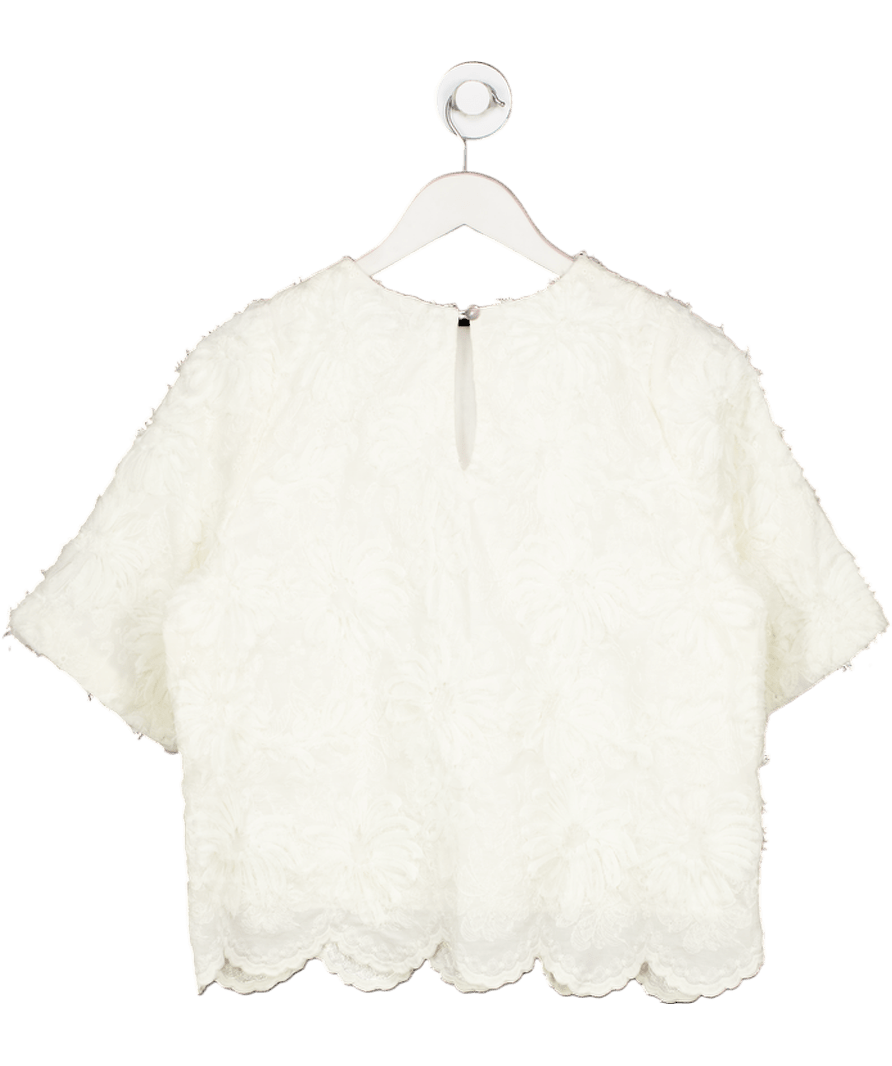 Liliy & Lionel Cream Scalloped Hem Boxy Top UK 10 - Reliked