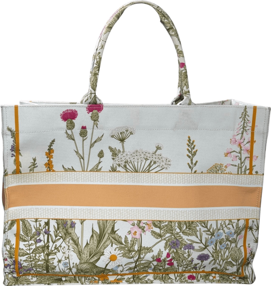 Lily & Bean White Personalised "JOSIE" Flower Tote Book Bag - Reliked