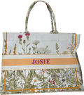 Lily & Bean White Personalised "JOSIE" Flower Tote Book Bag - Reliked
