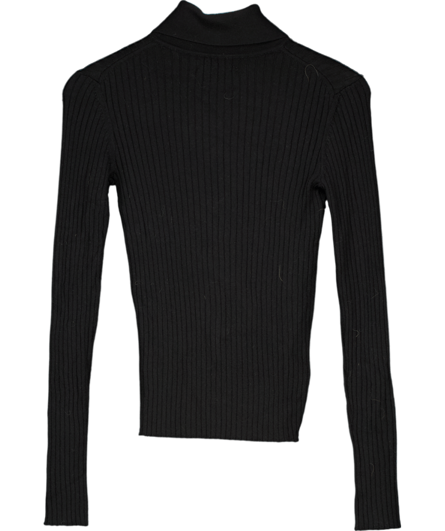 Lily Black Ribbed Wool Top UK 4 - Reliked