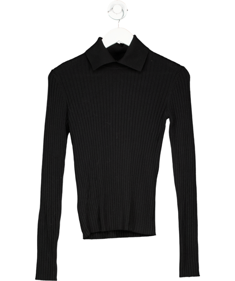 Lily Black Ribbed Wool Top UK 4 - Reliked