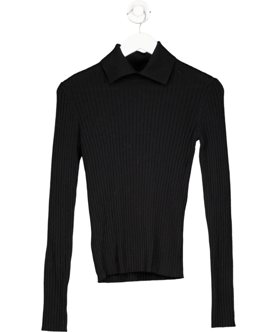 Lily Black Ribbed Wool Top UK 4 - Reliked