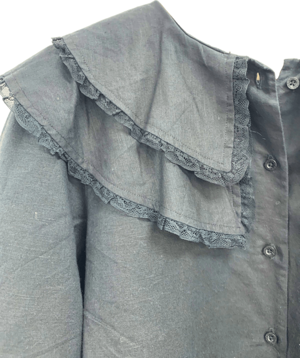 Lily & Lionel Black Ruffled Blouse UK 8 - Reliked