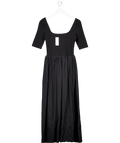 Lily & Lionel Sydney Short Sleeve Jersey Bodice Embroidered Midi Dress In Black UK S - Reliked