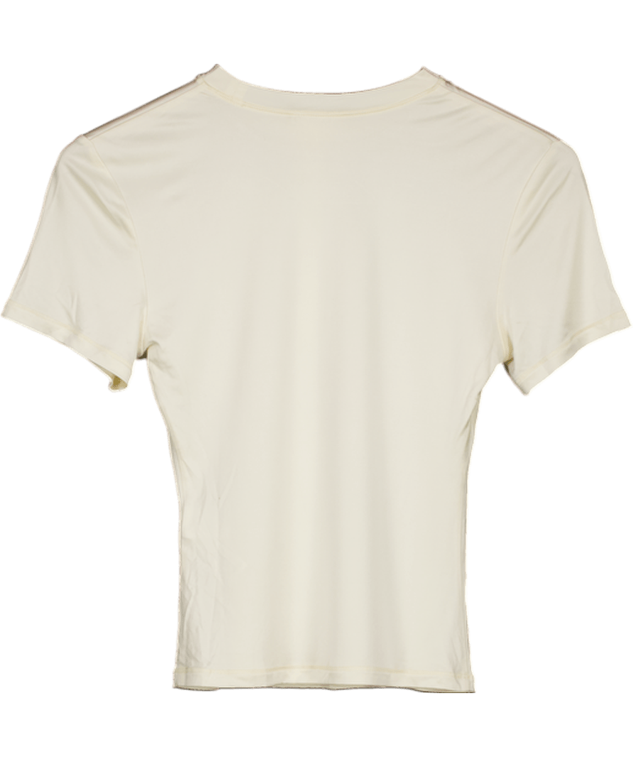 Lily Silk Cream Slim Fitted Silk Jersey Tee UK S - Reliked