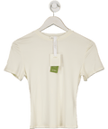 Lily Silk Cream Slim Fitted Silk Jersey Tee UK S - Reliked
