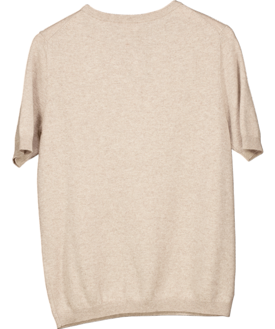 LilySilk Beige 100% Cashmere Knit Short Sleeve Tee UK M - Reliked