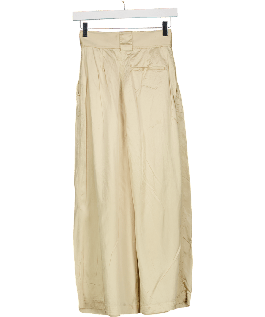 LilySilk Beige 100% Mulberry Silk Pleated Trousers UK 4 - Reliked
